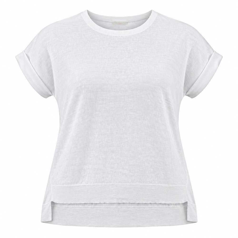 Eileen Fisher Womens Top 1X Organic Linen Cotton White Knit Boxy High Low Tee